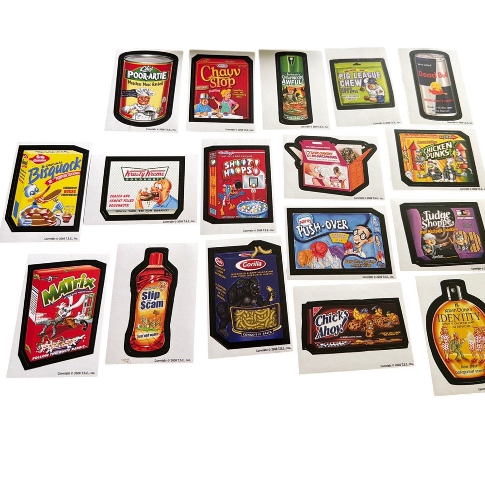 Wacky Packages supermarket Parody Stickers Lot 17 2008 T.S.E. Inc Satirical